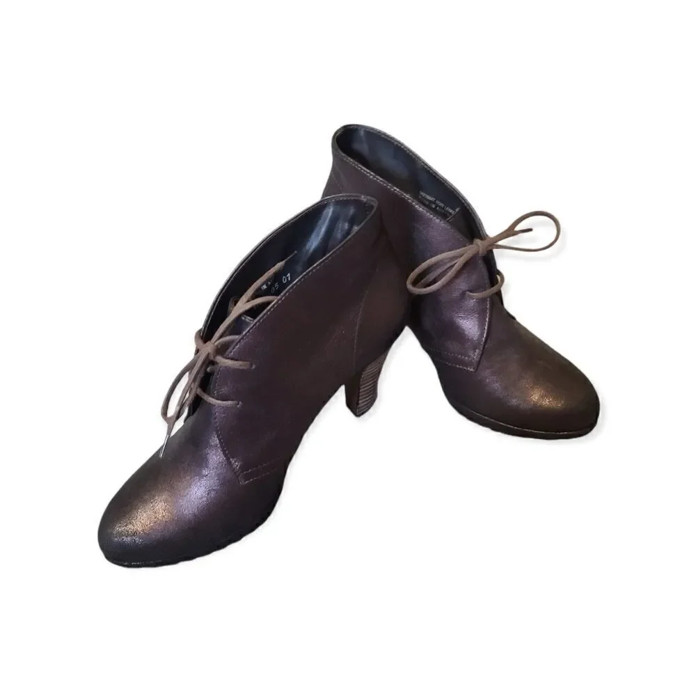 Paul Green Brown Metallic Ankle Bootie Size 5.5